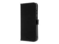 Insmat Exclusive - Baksidedeksel for mobiltelefon - ekte skinn, kartong+papir+aluminiumsfolie, termoplast-polyuretan (TPU), bomullssting - svart - for Samsung Galaxy A55 650-3233