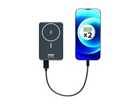 PORT Connect - Trådløs nødlader - Li-pol - 10000 mAh - 37 Wh - 20 watt - 2.4 A - PD - 2 utgangskontakter (USB-type A, 24 pin USB-C) - på kabel: USB-A 907005