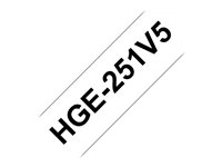 Brother HGE-251V5 - Svart på hvitt - Rull (2,4 cm x 8 m) 5 kassett(er) laminert teip - for P-Touch PT-9500pc, PT-9700PC, PT-9800PCN; P-Touch R RL-700S HGE251V5
