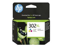 HP 302XL - 8 ml - Høy ytelse - farge (cyan, magenta, gul) - original - blekkpatron - for Deskjet 1110, 21XX, 36XX; ENVY 45XX; Officejet 38XX, 46XX, 52XX F6U67AE#UUS