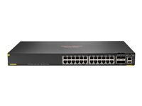 HPE Aruba Networking CX 6200F 24G Class 4 PoE 4SFP 370W Switch - Switch - Max. Stacking Distance 10 km - L3 - Styrt - 24 x 10/100/1000 (PoE+) + 4 x 100/1000 SFP - front og side til bakside - rackmonterbar - PoE+ (370 W) S0M82A#ABB