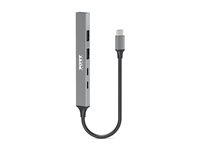 PORT Connect - Hub - 1 x USB-C + 1 x USB-C (strømlevering) + 2 x USB-A 2.0 + 1 x USB-A 3.2 Gen 1 - stasjonær 900163