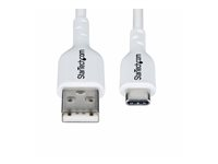 StarTech.com 2m (6.6ft) White USB-A to USB-C Charging Cable/Cord, M/M - USB-kabel - USB (hann) til 24 pin USB-C (hann) - USB 2.0 - 3 A - 2 m - halogenfri, passiv, lade og synkronisere, USB Fast Charge (15W) - hvit USB2AC2MNCWHE