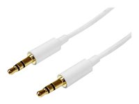 StarTech.com 2m White Slim 3.5mm Stereo Audio Cable - 3.5mm Audio Aux Stereo - Male to Male Headphone Cable - 2x 3.5mm Mini Jack (M) White (MU2MMMSWH) - Lydkabel - mini-phone stereo 3.5 mm hann til mini-phone stereo 3.5 mm hann - 2 m - hvit MU2MMMSWH