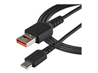 StarTech.com 3ft (1m) Secure Charging Cable, USB-A to USB-C Data Blocker Charge-Only Cable, No-Data Power-Only Charger Cable for Phone/Tablet, Data Blocking USB Protector Adapter Cable - 5V at 2.4A (12W max) (USBSCHAC1M) - USB-kabel - USB (kun strøm) (hann) til USB-C (kun strøm) (hann) - 5 V - 2.4 A - 100 cm - formstøpt, passiv - svart USBSCHAC1M